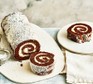 Chocolate Swiss roll cut into slices