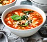 Classic minestrone soup in a bowl