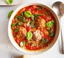 Meatball & tomato soup in a bowl