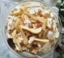 Pear and almond pavlova trifle served in a large bowl
