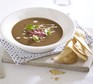 Chipotle black bean soup with lime-pickled onions